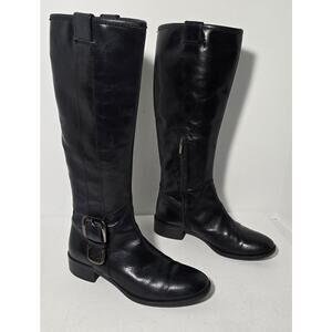 Donna Piu Black Leather Women's Riding Tall Boots Size 37 US 7-7.5